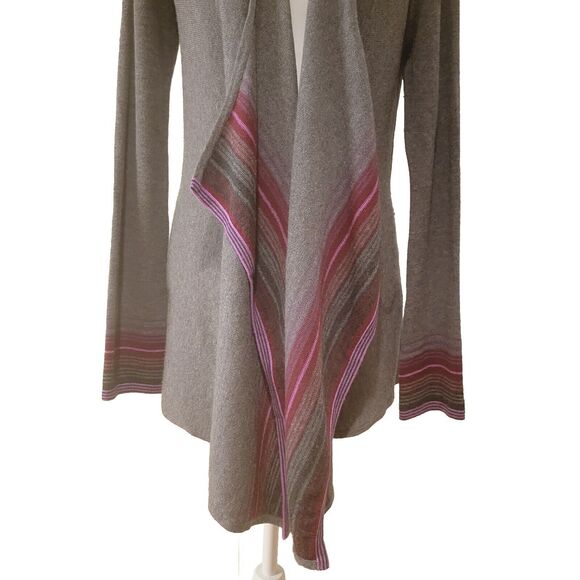 Ella Moss 90% Merino Wool 10% Cashmere Gray/Purp Open Front  Sz S Women Cardigan - Picture 4 of 9